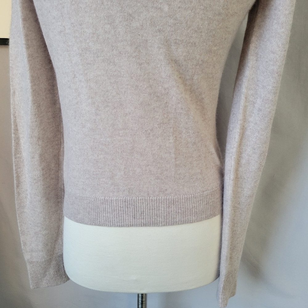 Garnet Hill Essential Cashmere Retro Cardigan Sweater Oatmeal Heather XS - Picture 11 of 14